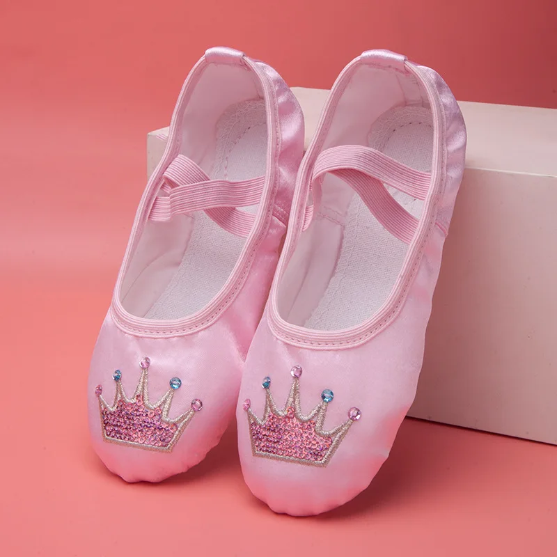 Children's Dance Shoe Soft Sole Practicing Cat Claw Satin Embroidery