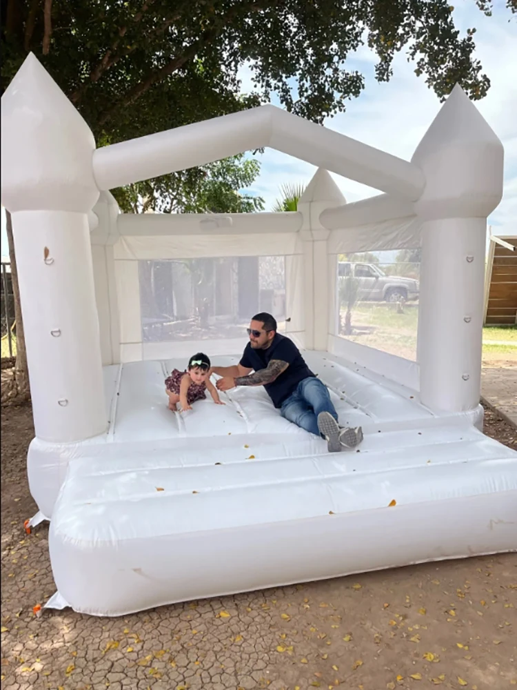 Inflatable Jumping Castle 4*3*2.6M White Bounce House For Kids Bouncy House White For Children With Blower Slide 5-8 Kids 6