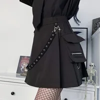 Plus Size Harajuku Punk Gothic Black High Waist Black Skirts Women Sexy Patchwork Bandage Mini Female Streetwear - Image 3