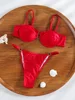 2025 New Push Up Bikinis Sexy String Swimsuit Red Swimwear Women Bathing Suit Summer Beachwear Bandage Bikini Set