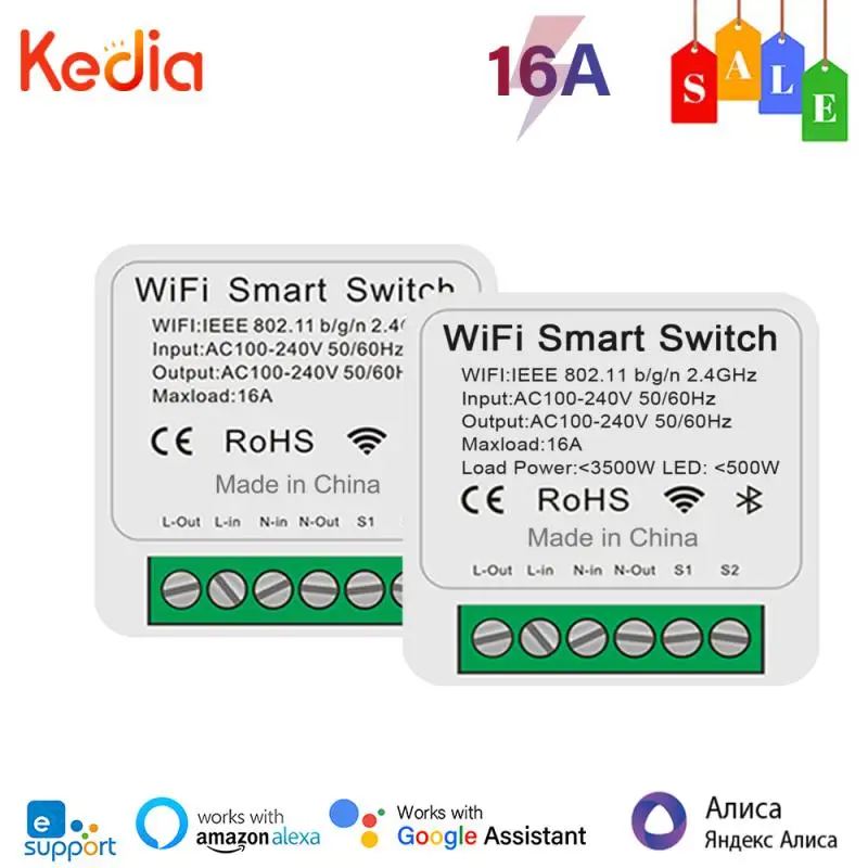 Kedia Wifi Smart Dimmer Switch 16A Light Switch Smart Home Support Modulo Relè Di Controllo A 2 Vie Funziona Con Ewelink,Alexa,Google Home