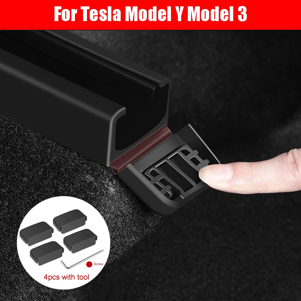 

For Tesla Model 3 Model Y Rear Seat Slide Rail Soft Rubber Plug Protection Car Interior Function Accessories With Screw Tool