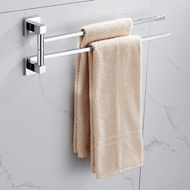 Swivel Towel Bars Hanger Stainless Steel Rotatable Bathrobe Towel Rack Holder Wall Mounted Bathroom 2/4