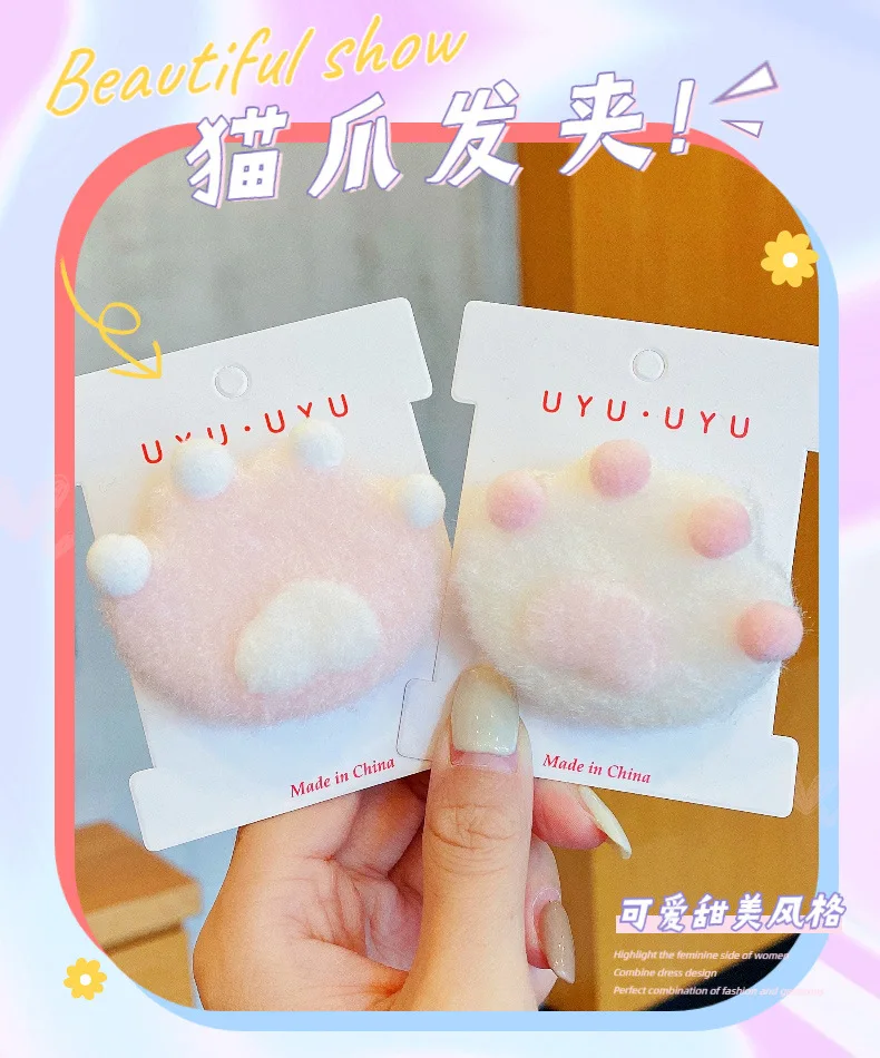 Bonito dos Desenhos Outono e Inverno Acessórios de Cabelo Par de Pelúcia Animados Gato Garra Hairpin Anjo Asas Amor Rosa Doce 1 Online shopping