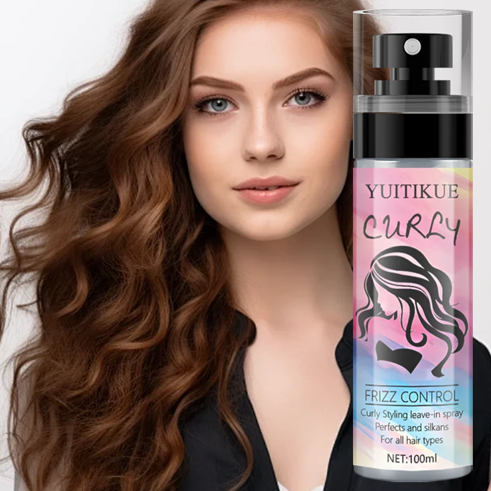 YUITIKUE Curly Hair Anti-Frizz Control No-Wash Spray - Achieve a perfect style, smooth shine, suitable for all hair types.