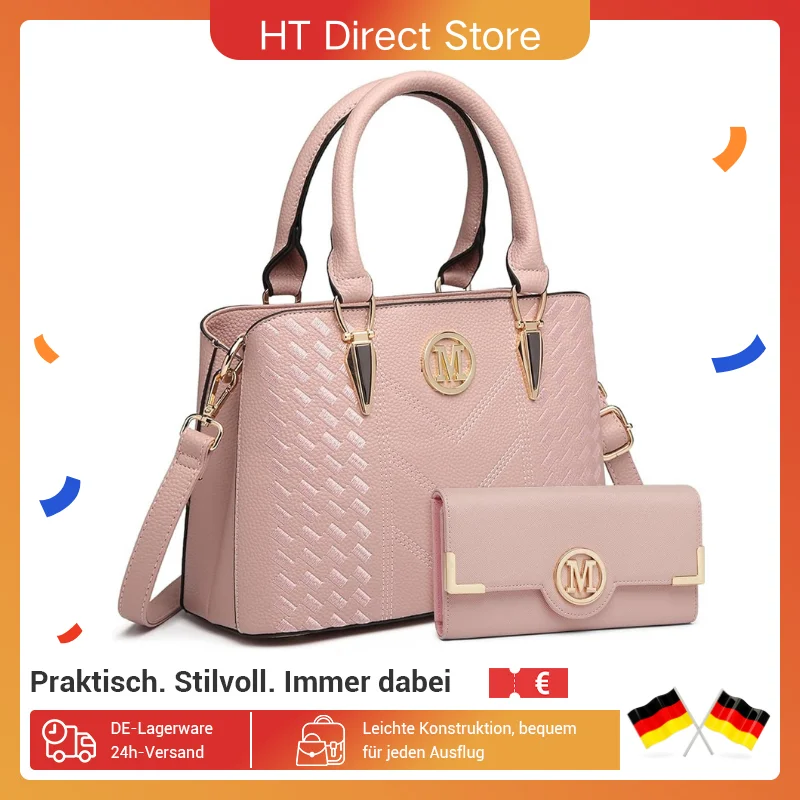 Miss Lulu WOMEN'S handbag Medium WOMEN'S Shopper Set Elegant PU leather handbag Ideal for Everyday Work