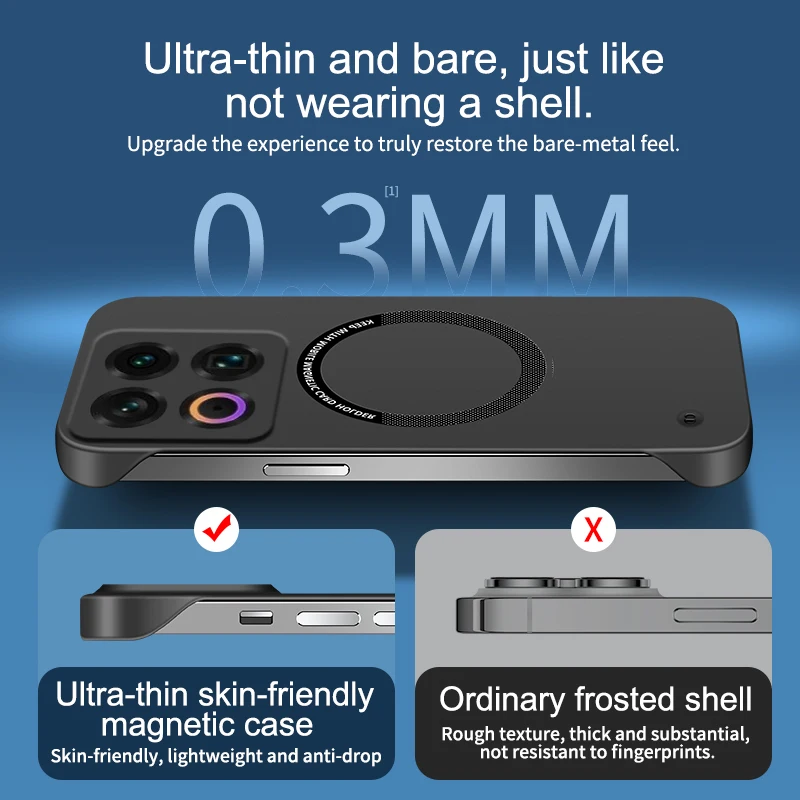 Ultra Thin Magnetic Anti-Fingerprint Frameless Phone Case - Luxury Lightweight Hard Back Cover