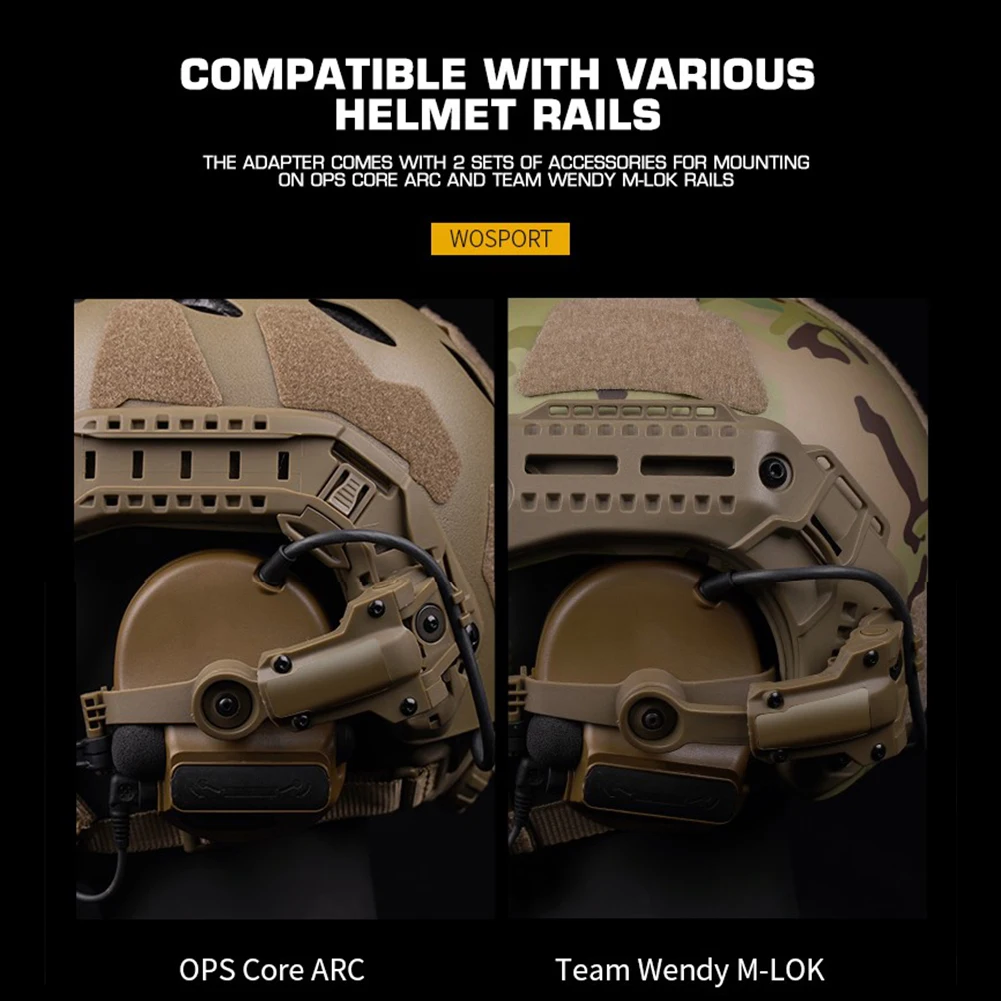 Tactical Helmet Rail Adapter for PELTOR ComTac Airsoft Shooting Accessories Headset Mount Fit Ops Core ARC Team Wendy MLOK Rail 5