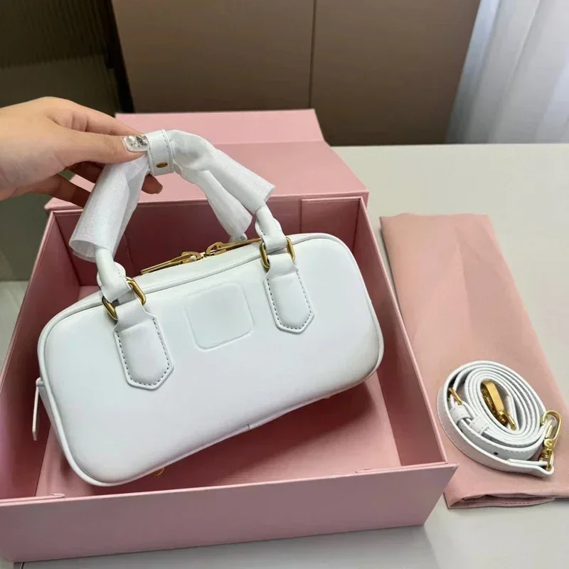New Women's Style Briefcase, Fashionable Small Square Bag Boston Pillow Bag Bowling Hand Carrying One Shoulder Crossbody Bag Y2K 5