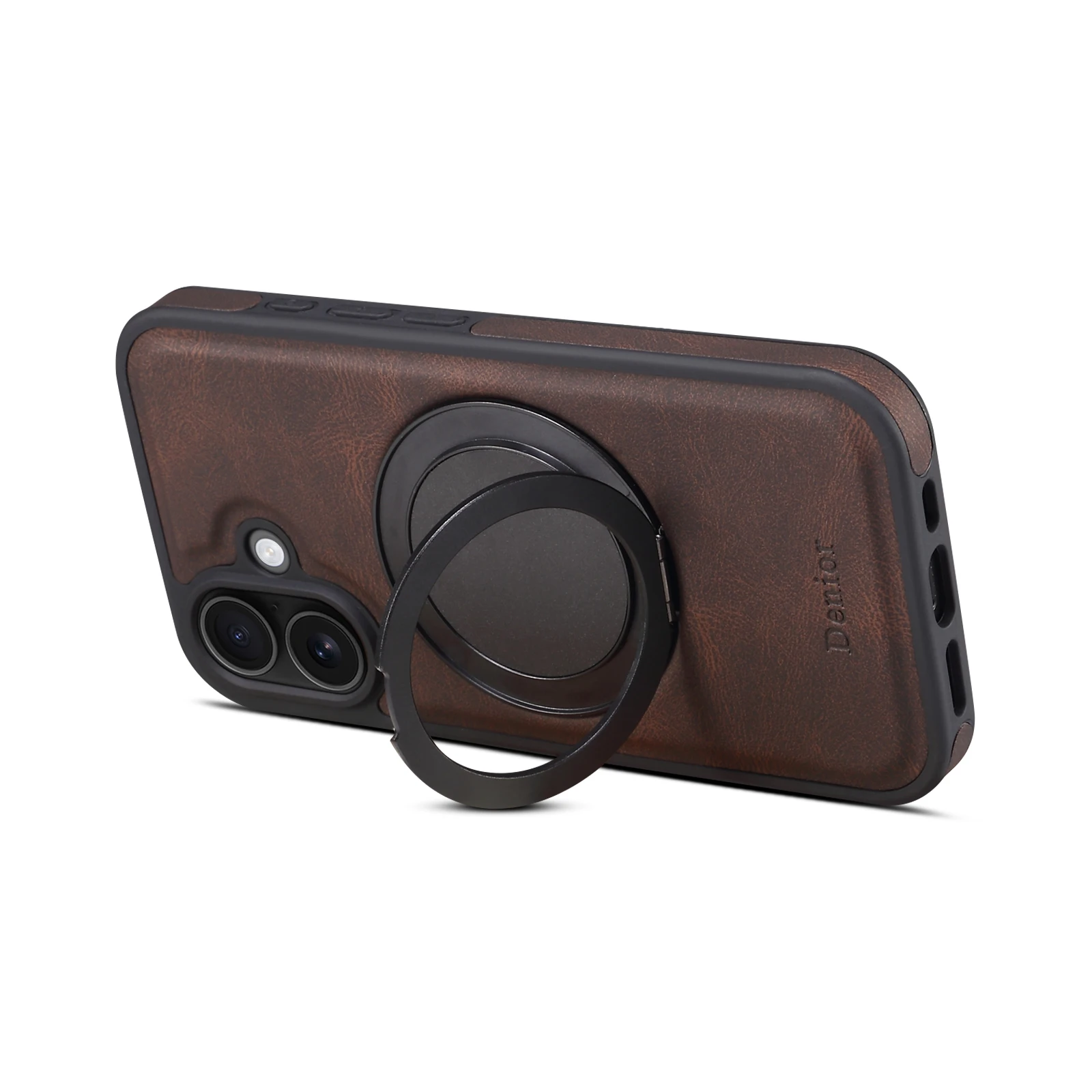 360° Rotating Stand Faux Leather Ring Buckle Mobile Phone Case