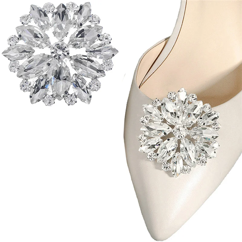 

Detachable Rhinestone Shoe Clips Flats Pumps Decorative Shoe Accessories Bridal Wedding Party Shoe Decoration Shoe Flowers 2 Pcs