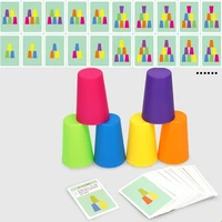 Montessori Toys Mini Stack Cup Game With Card Educational Intellectual Enlightenment Color Cognition Logic Training Children 3