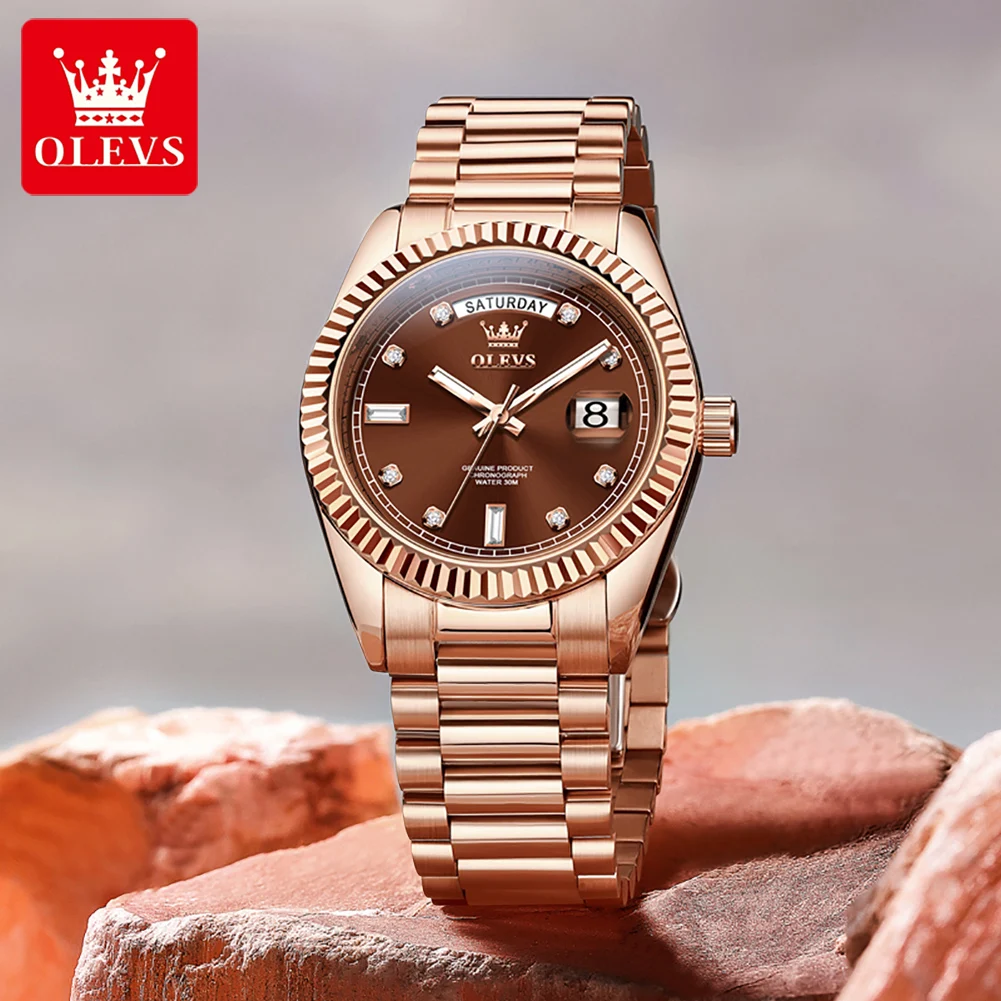 OLEVS 6736 Men's Mechanical Watch Fashion Business Sports Big Dial 45mm Sapphire Mirror Waterproof Automatic Wristwatch