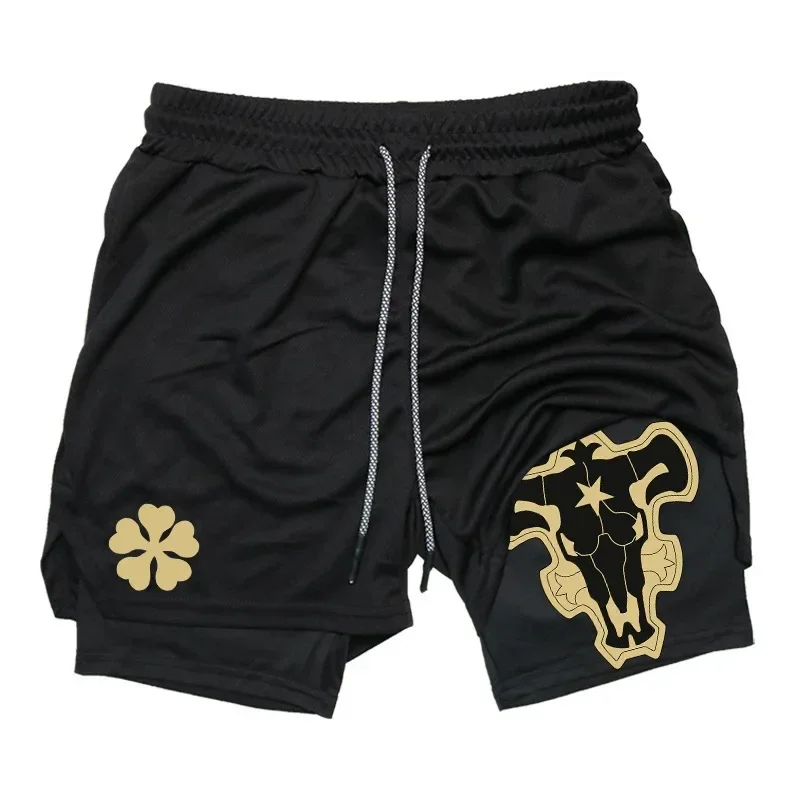 Trendy printed men's sports shorts, fitness running shorts, 2-in-1 quick drying training shorts, summer running shorts 1