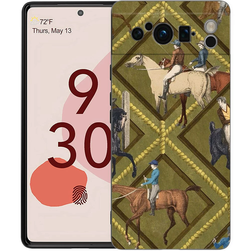 Luxury Equestrian Horse Black Soft TPU Phone Case