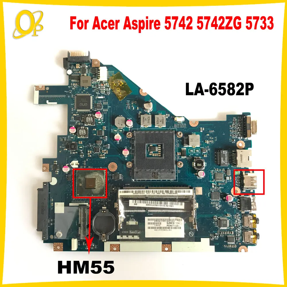 

Детская материнская плата для ноутбука Acer Aspire 5742 5742ZG 5733 5733Z, системная плата для ноутбука HM55 UMA DDR3 MB.RJW02.001, полностью протестирована