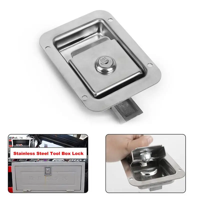 Tool Box Locks With Keys Stainless Steel Replacement Handle Furniture Latches Recessed Anti-Theft Panel Lock For Truck Bed