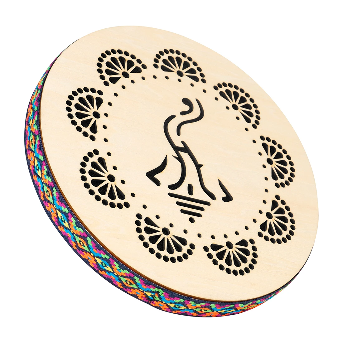 M MBAT 10Inch Tambourine Wooden Handbell Stream Sound Tambourine for Dance Concerts Ocean Drum Ethnic Percussion Instrument