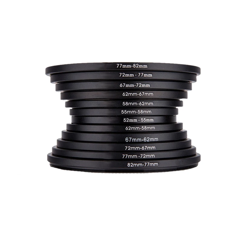 카메라 렌즈 필터 스텝 업/다운 어댑터 링 세트, 모든 DSLR 카메라 렌즈 마운트 세트 키트, 37-82mm, 82-37mm, 9 개, 18 개