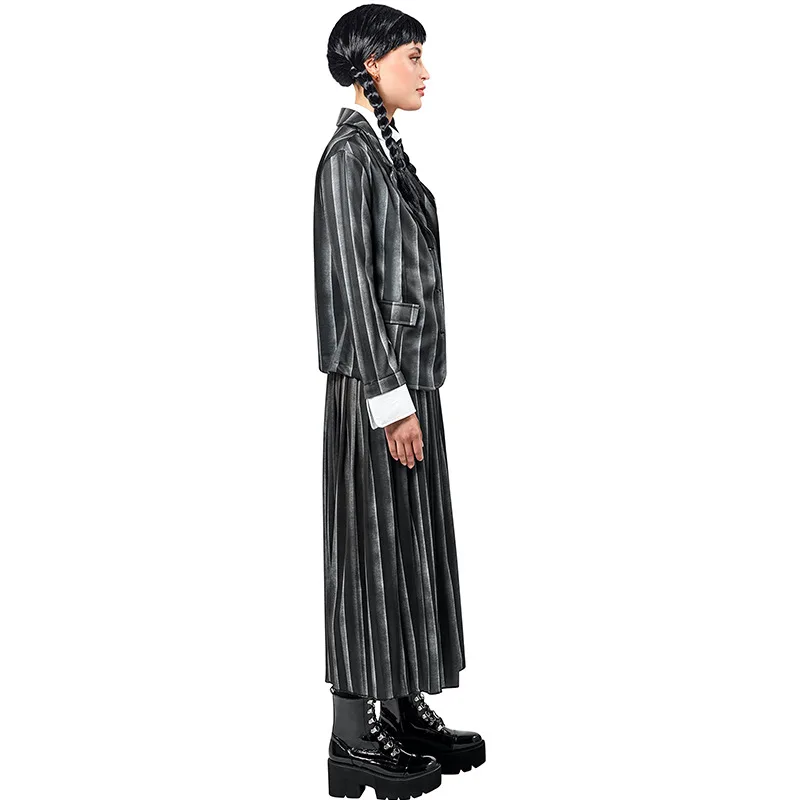 Kids Children Wednesday Wednesday Cosplay Costume Dress Outfits Halloween Carnival Suit Black Dress Role Play for Girls cosplay costume halloween dress outfit