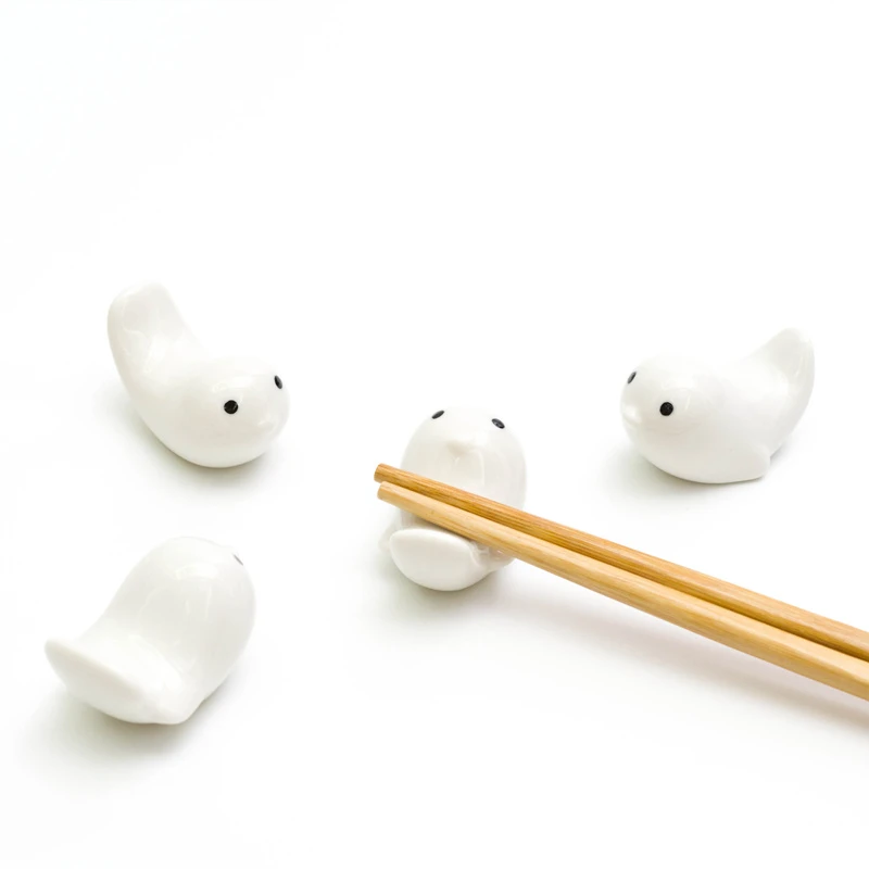 4pcs Japanese Cute Bird Chopsticks Holder Ceramic Stand Chopstick Rack