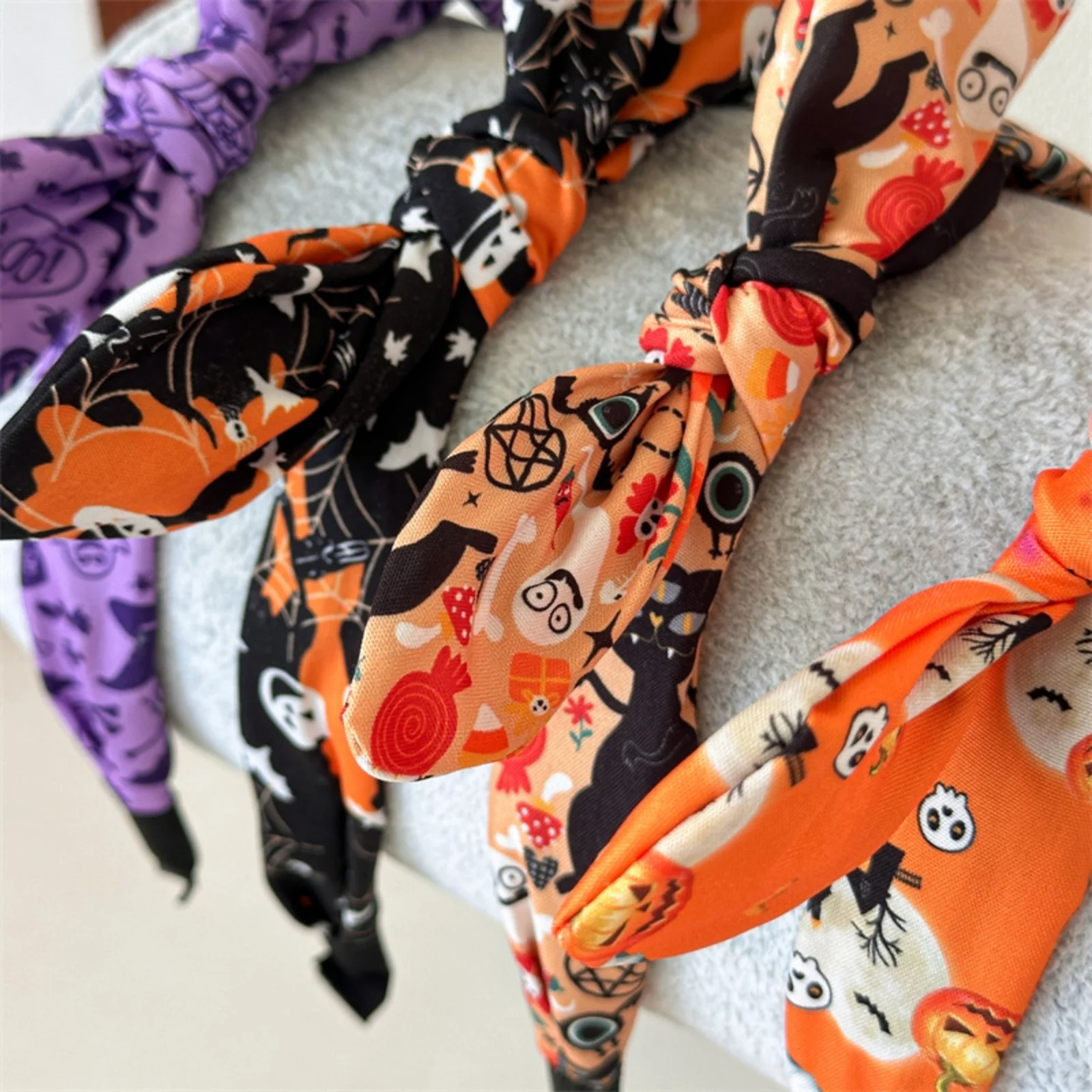 1pc Halloween Bunny Ear Headbands Set: Cute & Spooky Pumpkin, Bat, Ghost Prints Hair Accessories For Women And Girls