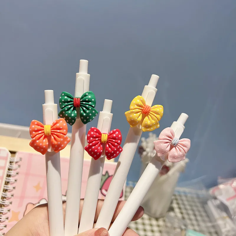 

36PCS High value pen wave point bow pressure pen carbon pen cartoon three-dimensional gift pen student brush question pen