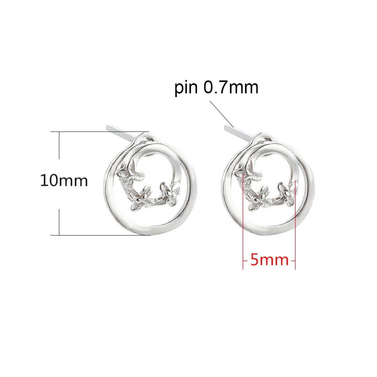 2 Pairs/lot 925 Sterling Silver Earrings Blank/Base Setting Cabochons Beeswax Jadeite DIY Jewelry Finding Accessories