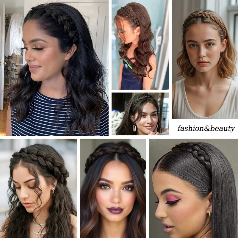 Cerchietto per capelli sintetici intrecciato, con pettine integrato, fatto a mano, per uso quotidiano e feste da donna - immagine 6