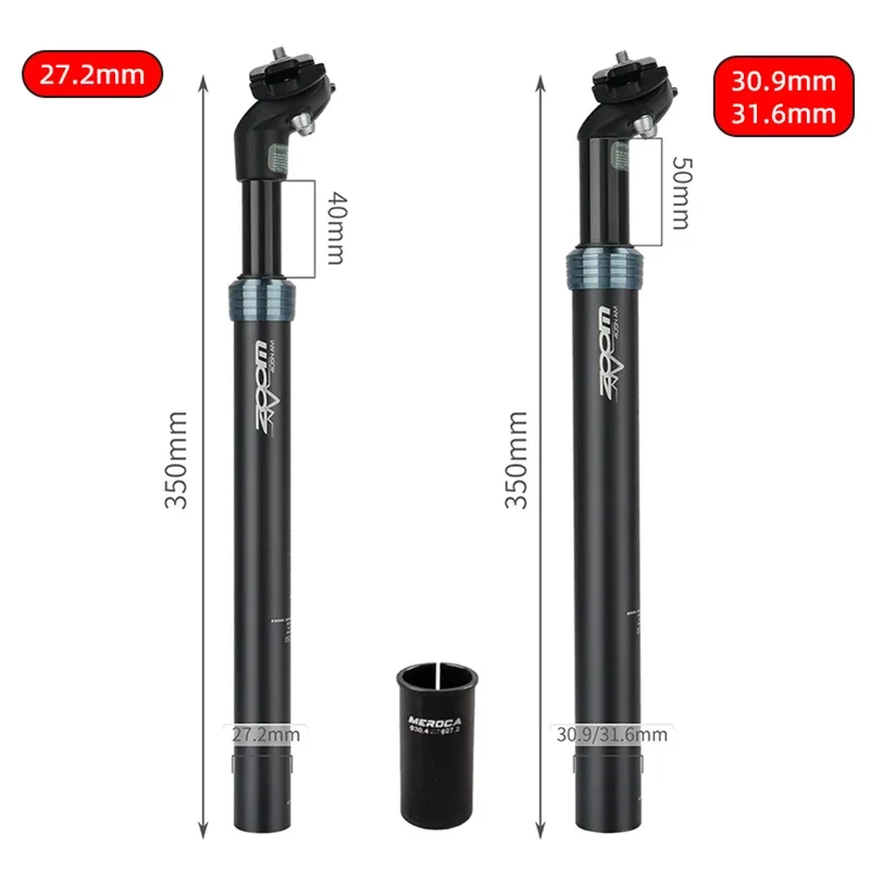 Zoom Tige de selle vtt suspension alu noir diam. 27,2 l350mm