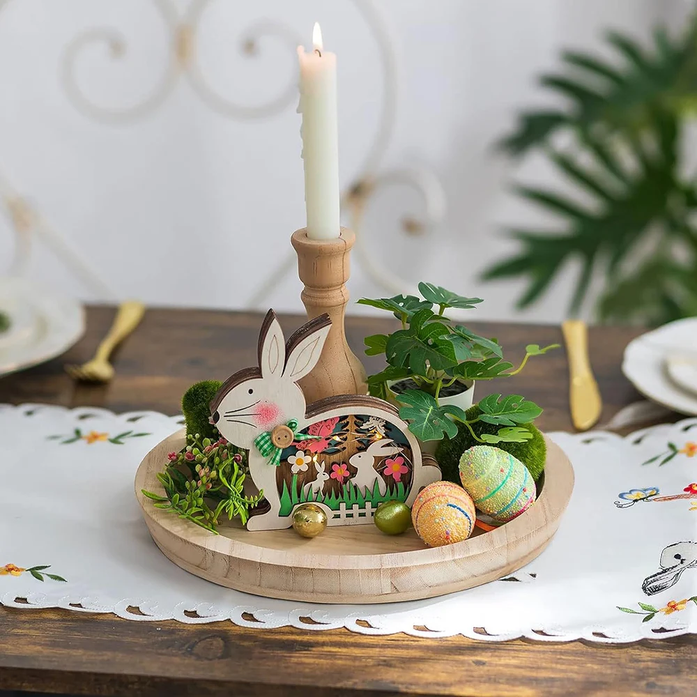 Halloween Wooden Craft Trays DIY Serving Tray Centerpiece Candle Holder Trays Christmas Crafts Art Home Decor 5