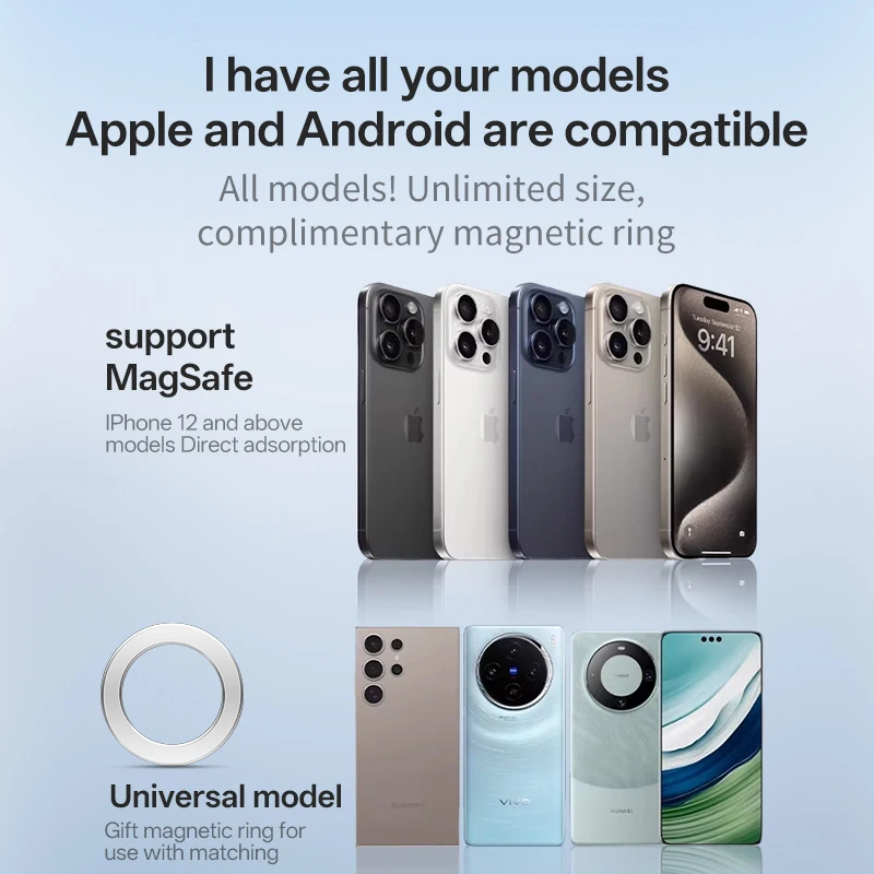 Car RGB Light & Cooler & 15W Magnetic Wireless Charger Stand For Magsafe iPhone 17 16 15 14 13 12 Pro Max Fast Charging Station