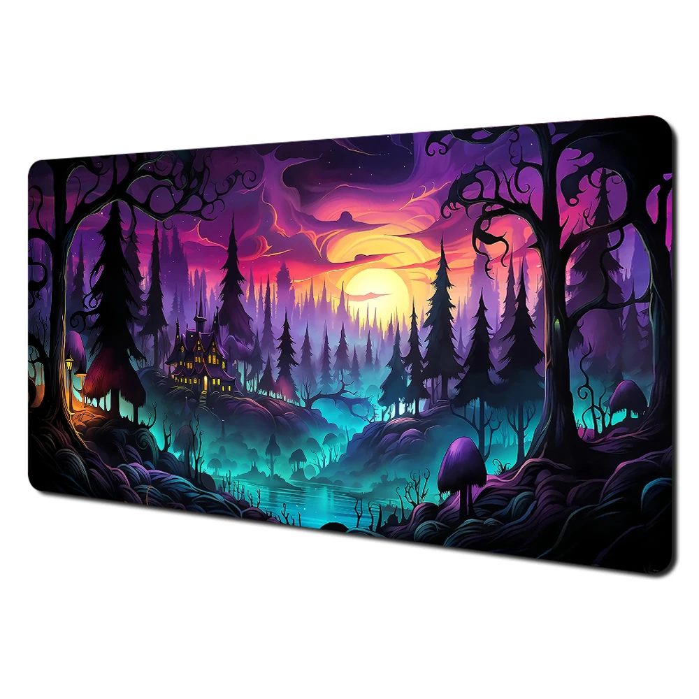 Mount Fuji Cherry Blossom Art Large Desk Mat - Stitched Edge Non-Slip Durable MousePad