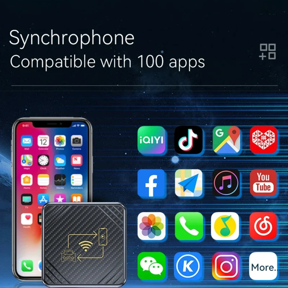 Q1 Car Mounted Box, 2-in-1 Mini Carplay Adapter, Wired to Wireless, Android, Auto Dongle, Apple, iPhone