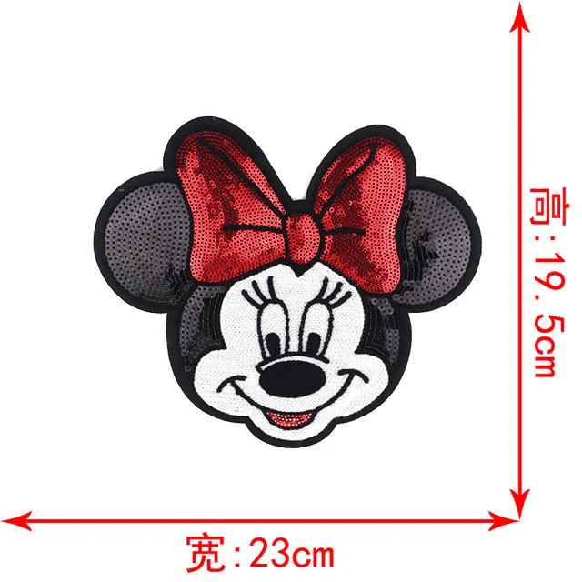Disney Sequins Clothing Patch Mickey Minnie Mouse Patches Cartoon Sew Clothes Patch for T-shirt Coat DIY Decoration Women Gift Chocolate Color