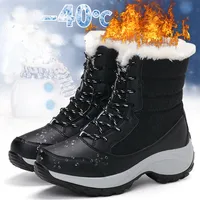 Women Boots Waterproof Heels Boots For Winter 2023 Tren Platform Ankle Boots Keep Warm Snow Shoes Plush Outdoor Short Boots - Image 2