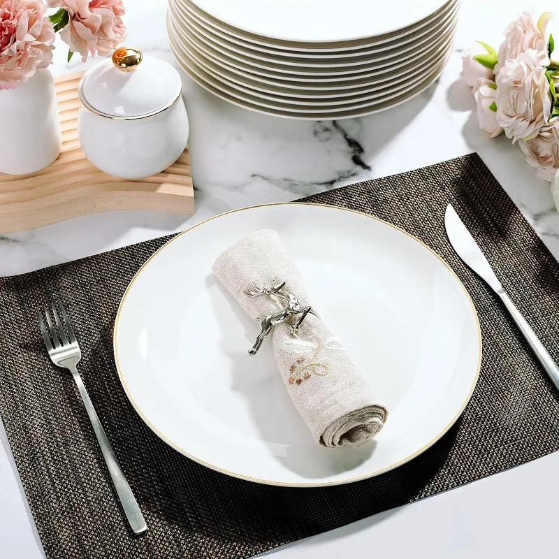 White Porcelain Dinner Plates, Set of 12, 10.5", White Dishes, Porcelain Dinner Plates, Plate Set for 12
