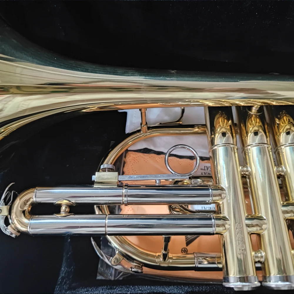 Cornet E100 Alto Trumpet Lacquered Gold Brass Jazz Instrument with Accessory Case