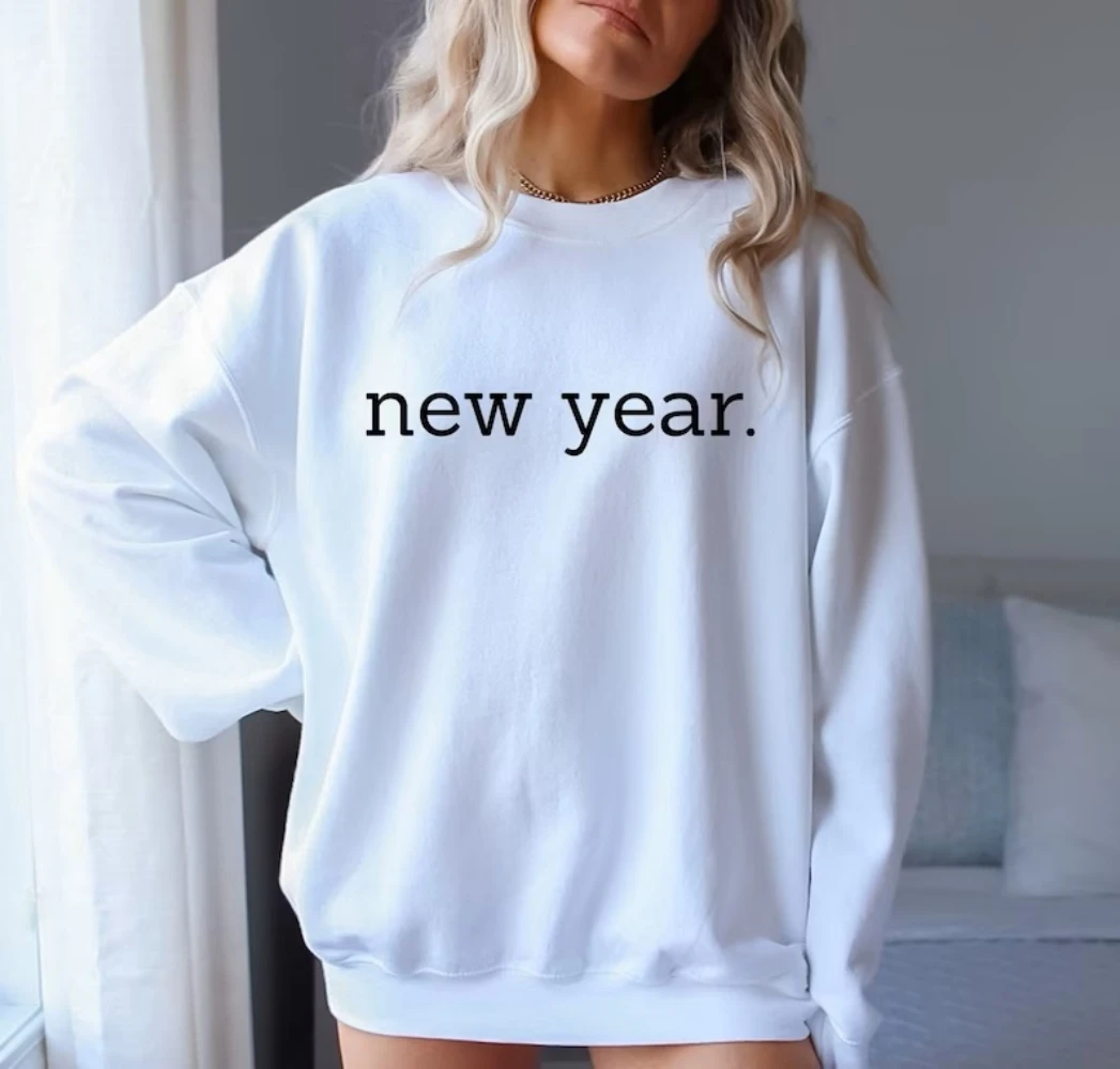 New Year Sweatshirt Cute Funny New Year Party Shirt Coquette Trendy Aesthetic Crewneck Pullover Winter Women Clothes 2024 Merch
