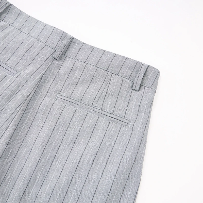 Retro Old Money Ästhetik Gestreifte Weite Hosen Lässige Baggy-Hosen mit Gebogener Form für Männer und Frauen Relaxed Fit Ballon-Hosen – Detail 10