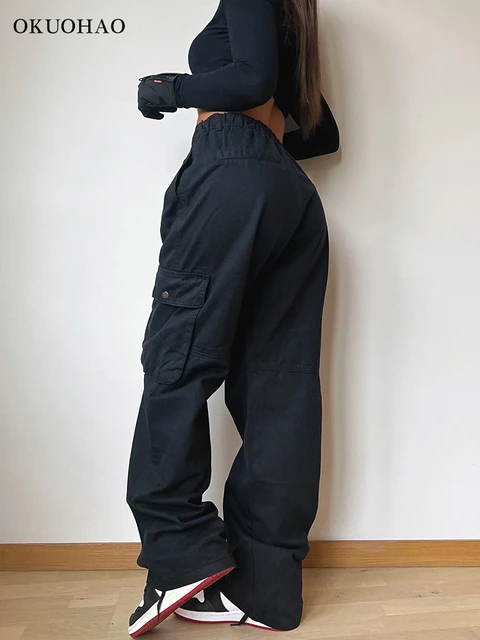 Pantalones Cargo de cintura alta para mujer, Jeans Vintage holgados,  Harajuku, rectos, informales, ropa de calle femenina, Y2k - AliExpress