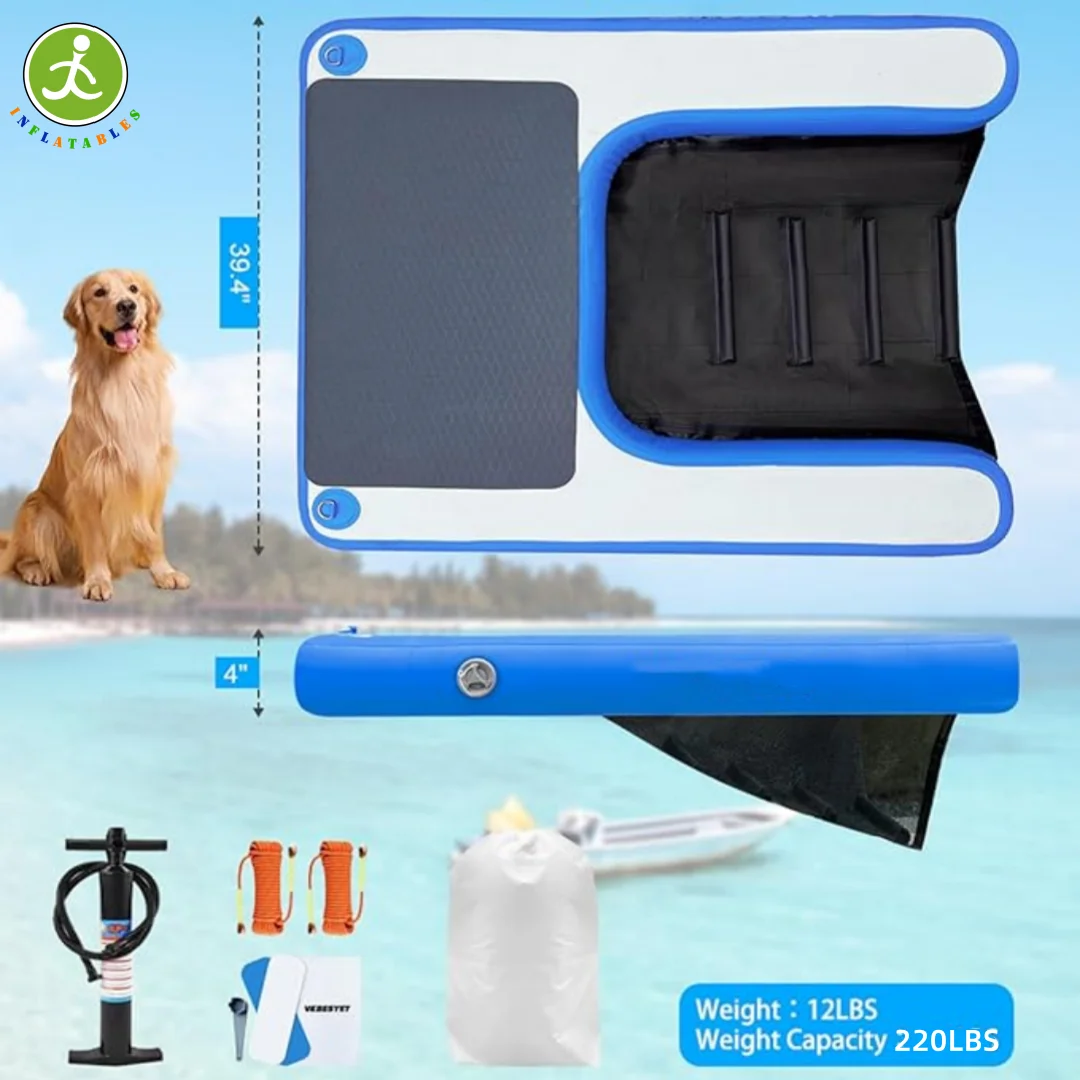 In stock at US warehouse! Summer Inflatable Pet Ramp, Dog Water Ramp, Boat Float, Dock, Pool Large Dog Climb Out of Water