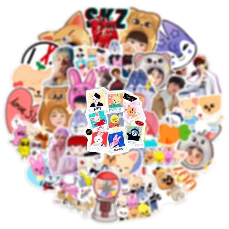 50pcs Kpop Sk Stickers Scrapbooking Laptop Notebook Cartoon Suitcase Graffiti Sticker Decals for Kids Girl Stray Gifts