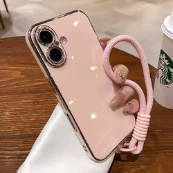Soft Silicon Electroplating Phone Case with Hand Strap - Honor 400Lite (Pink)