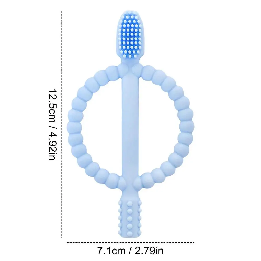 Baby Silicone Training Toothbrush Safe Toddle Teether Chew Toys Teething Ring Gift Infant Baby Chewing Clean Teething Toys