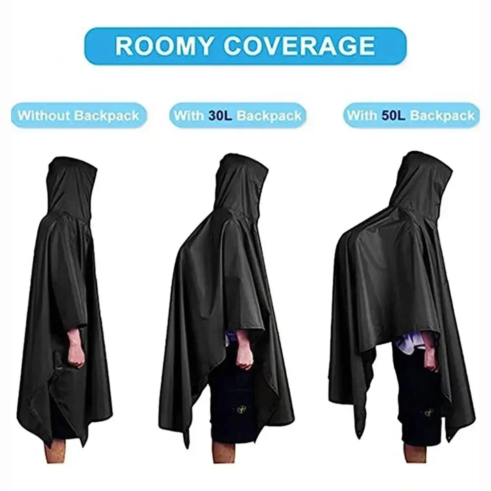 Outdoor 3in1 Hooded Waterproof Military Raincoat Poncho Motorcycle Camping Hiking Travel Rain Cover Tent