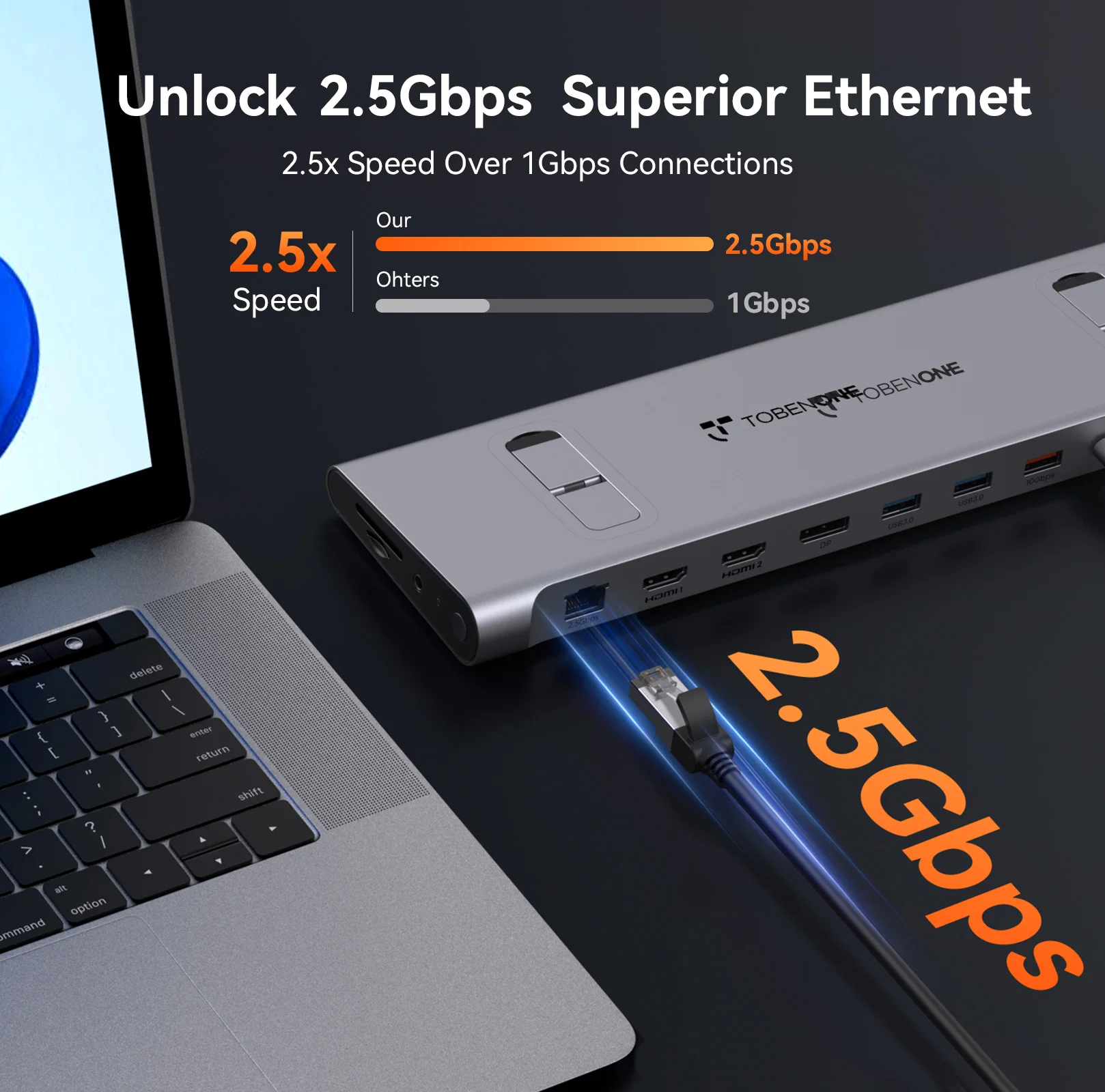 TobenONE USB C ŷ ̼ Ʈ ĵ,  Ʈ 4K , 100W Gan III   ġ, 2.5Gbps ̴