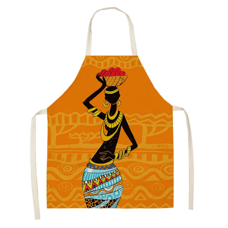 African Tribe Style Kitchen Aprons For Women Cotton Linen Bibs Household Cleaning Pinafore Home Cooking Apron Home Accessories