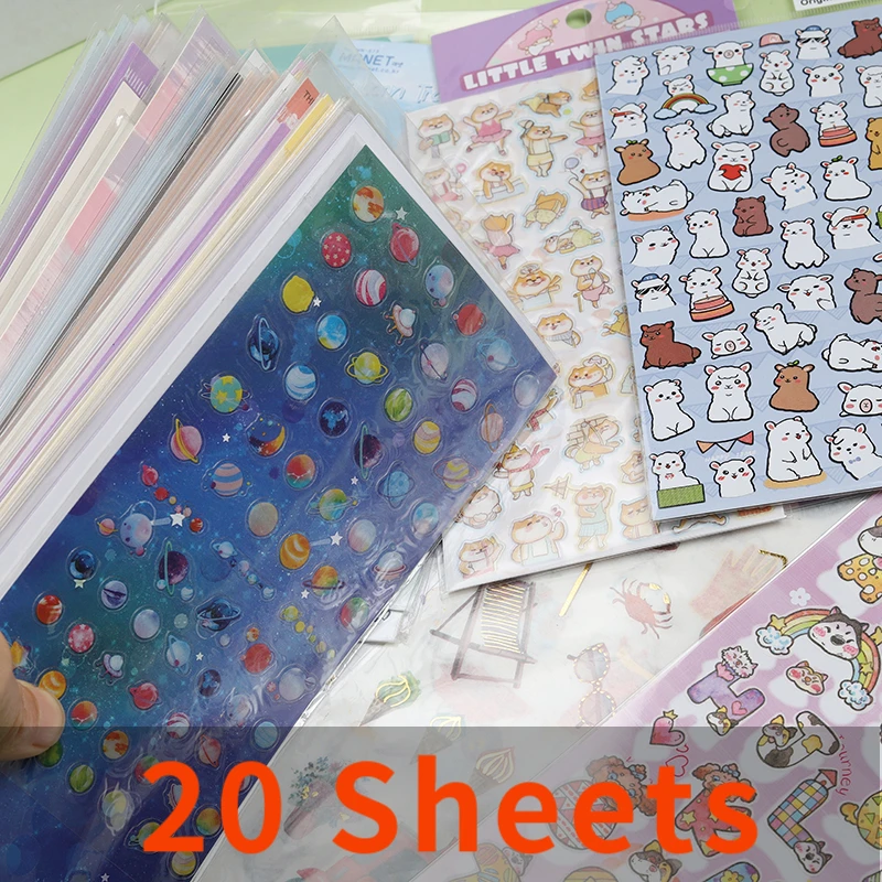 20 Sheets Cute Korean Cartoon Sticker DIY Scrapbooking Junk Journal Stationery Mobile Computer Decoration Stickers Wholesale