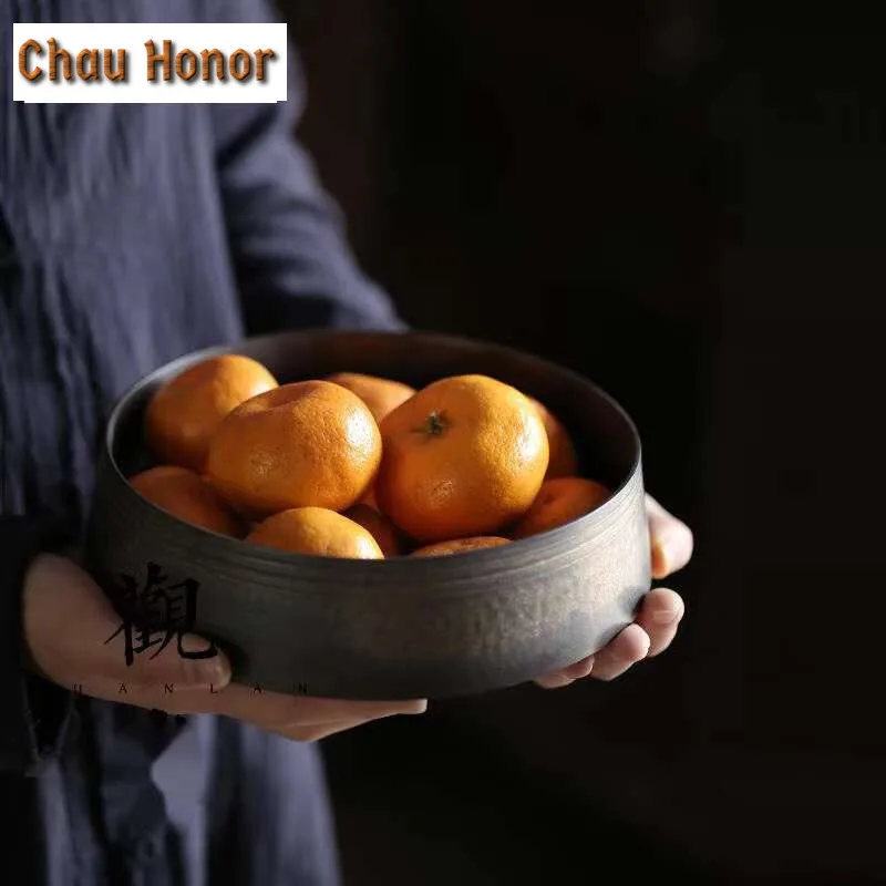 1000ml Handmade Iron Rust Glazed Jianshui Creative Tea Wash Writing-brush Washer Tea Residue Barrel Chaxi Supplies Ornaments